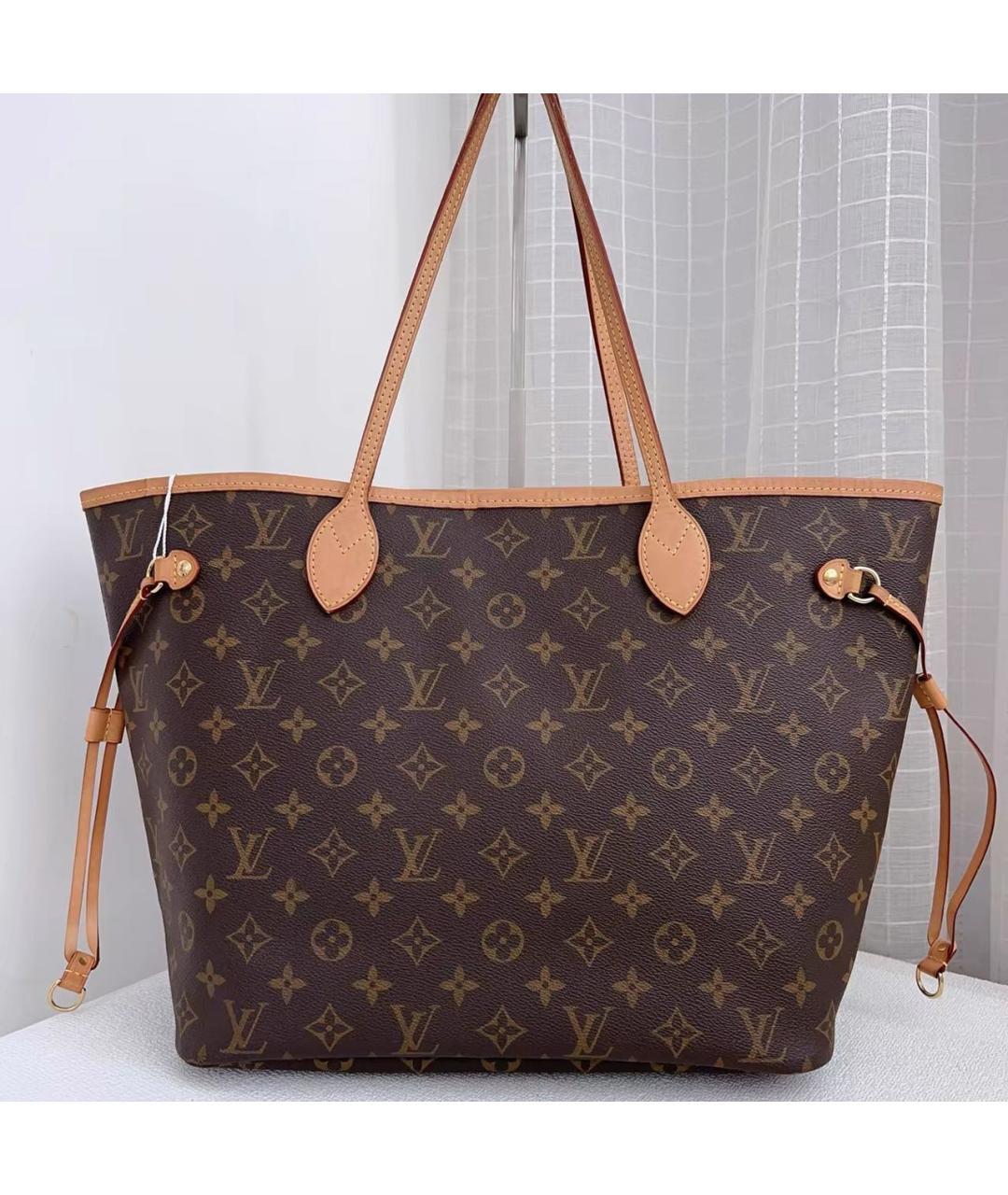 LOUIS VUITTON Коричневая кожаная сумка тоут, фото 7