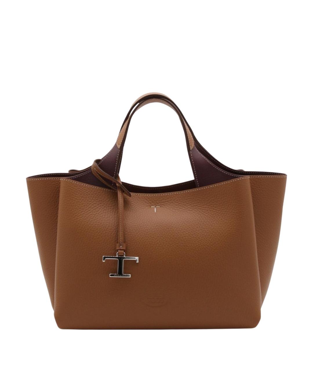 TOD'S Коричневая кожаная сумка тоут, фото 1