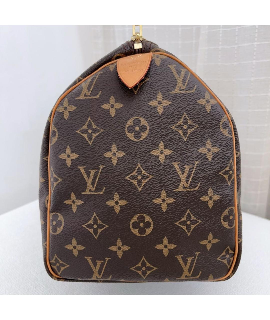 LOUIS VUITTON Коричневая кожаная сумка с короткими ручками, фото 4