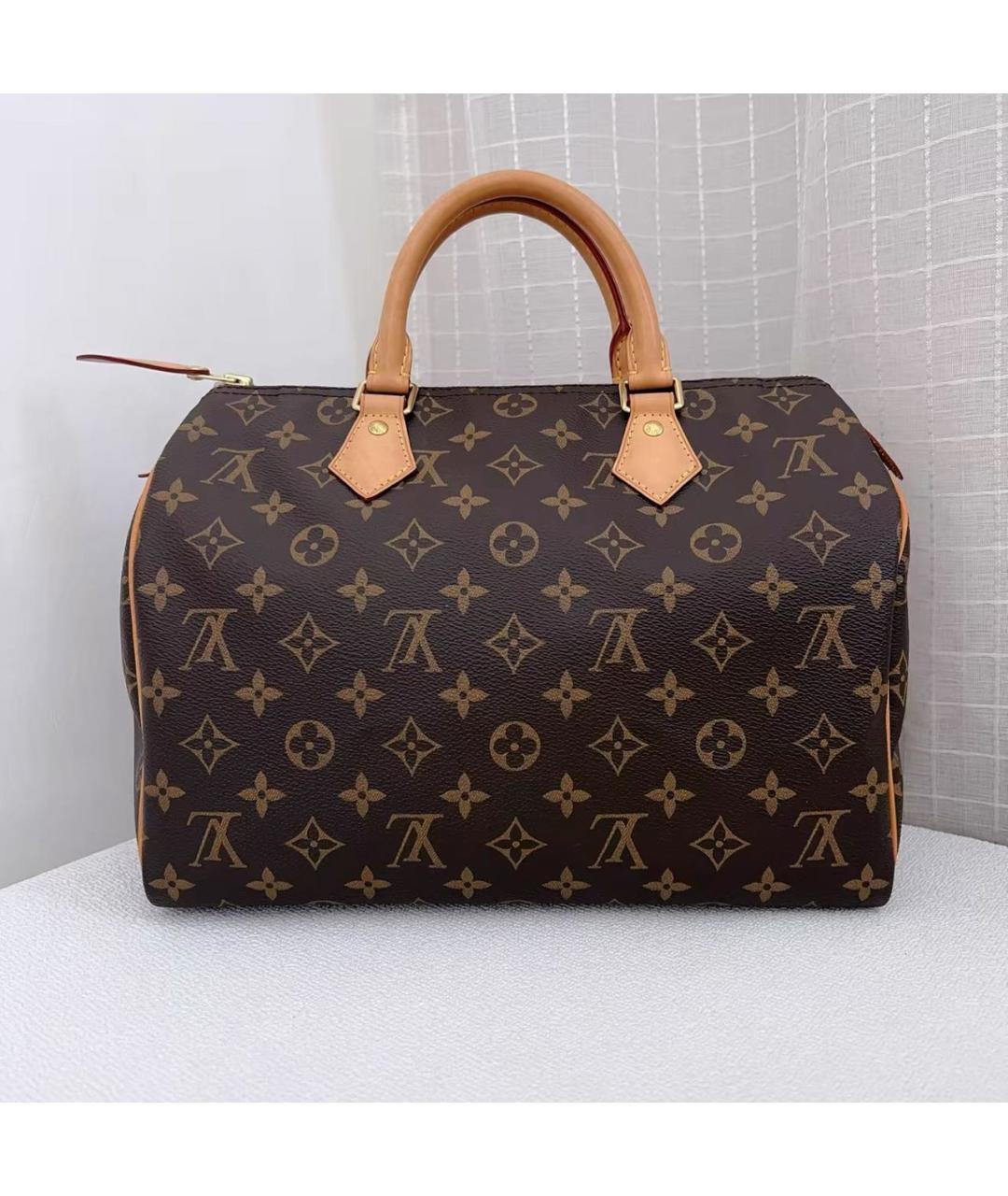 LOUIS VUITTON Коричневая кожаная сумка с короткими ручками, фото 2