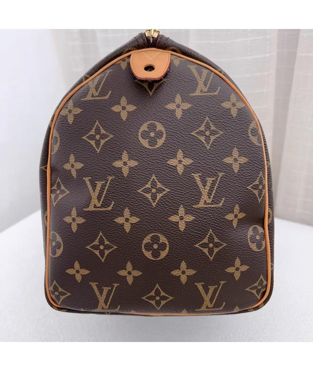 LOUIS VUITTON Коричневая кожаная сумка с короткими ручками, фото 3