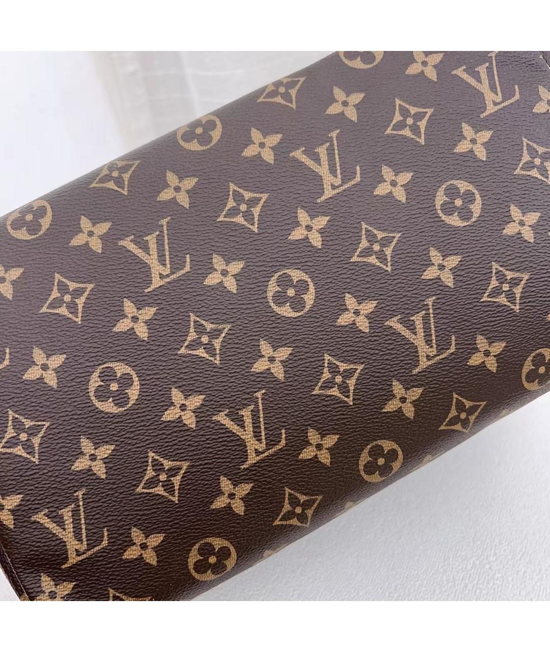 LOUIS VUITTON Коричневая кожаная сумка с короткими ручками, фото 5