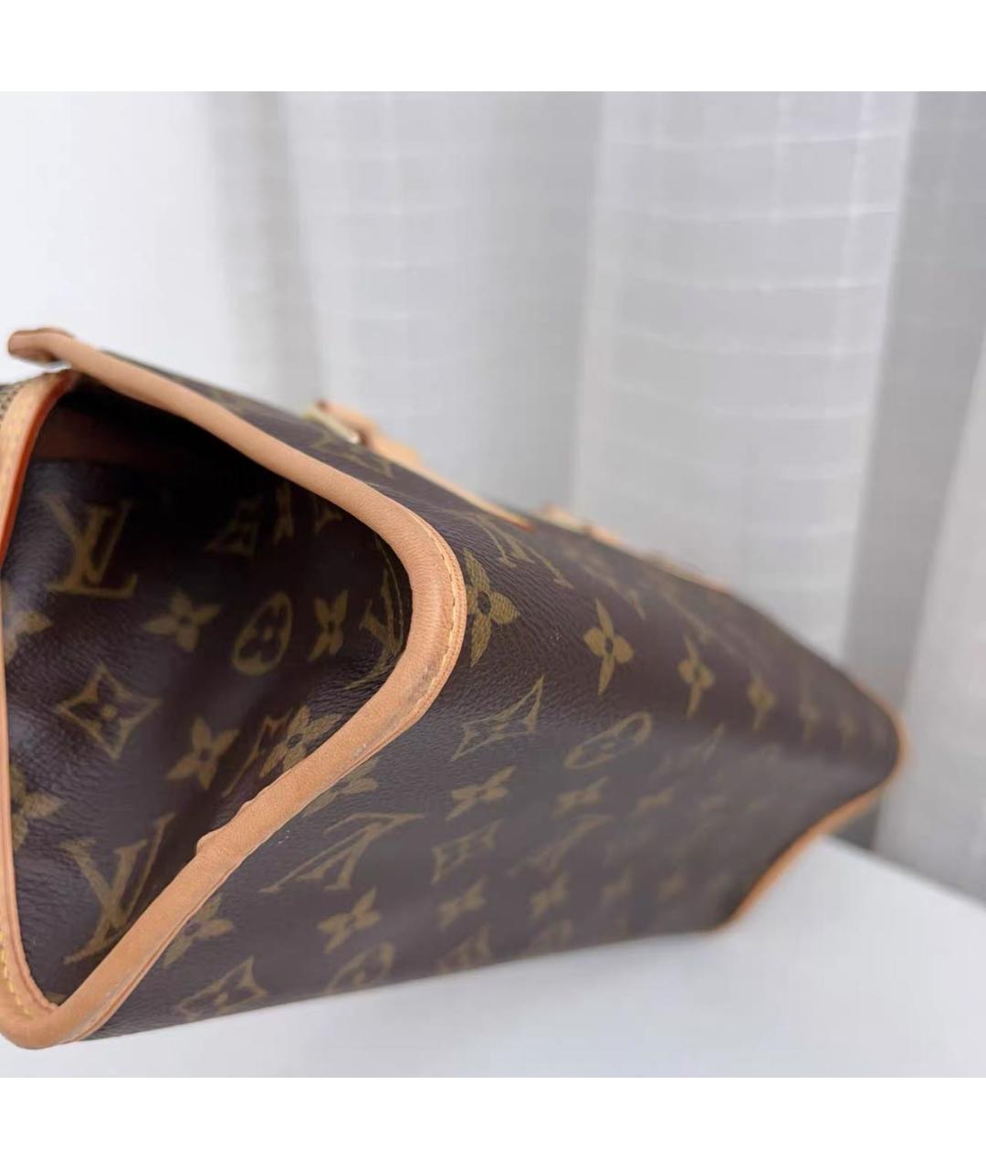 LOUIS VUITTON Коричневая кожаная сумка с короткими ручками, фото 8