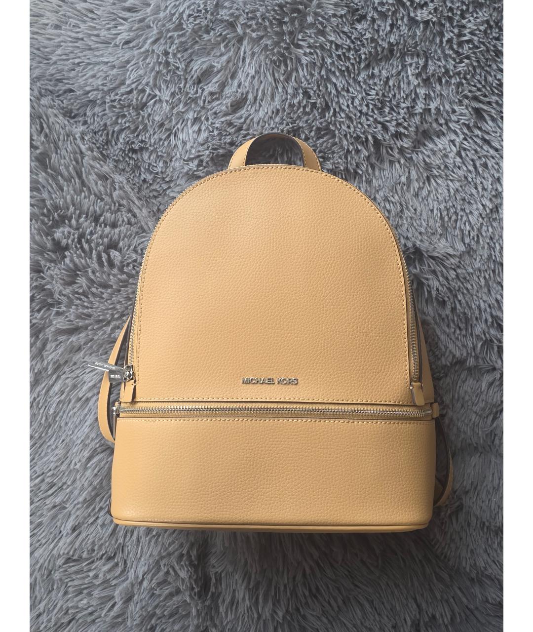 MICHAEL KORS Бежевый кожаный рюкзак, фото 4