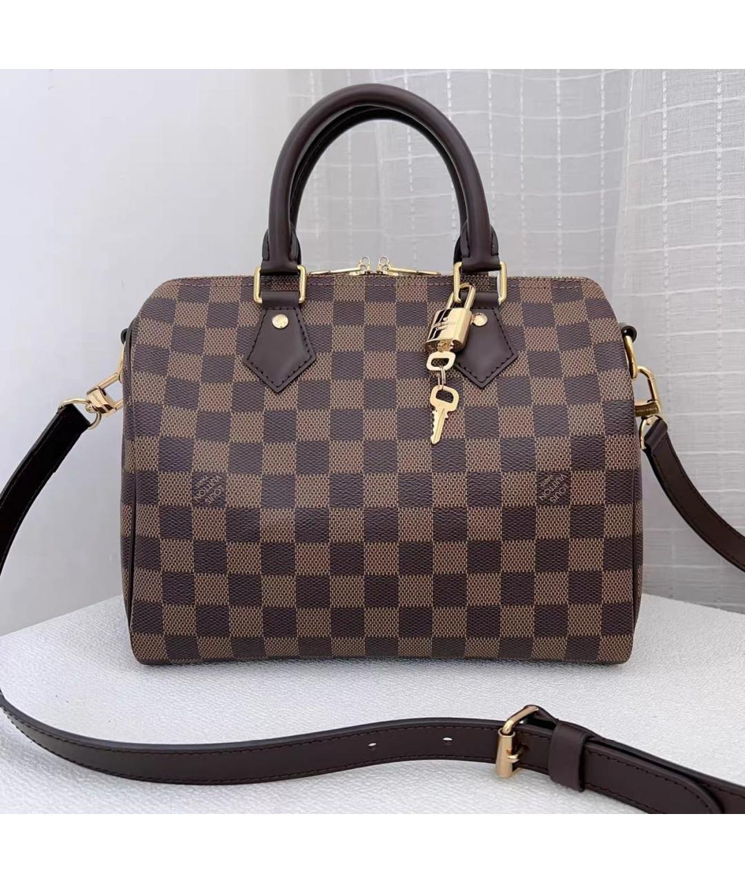 LOUIS VUITTON Коричневая кожаная сумка с короткими ручками, фото 9