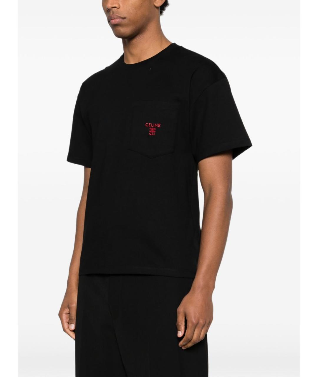 CELINE Черная хлопковая футболка, фото 5