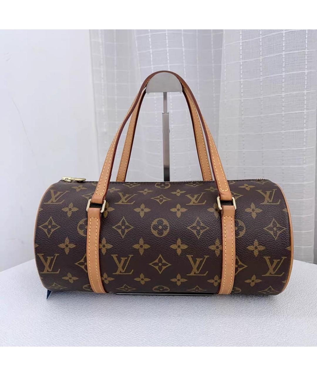 LOUIS VUITTON Коричневая кожаная сумка с короткими ручками, фото 7