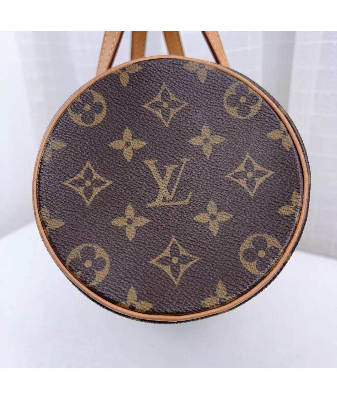 LOUIS VUITTON Коричневая кожаная сумка с короткими ручками, фото 4