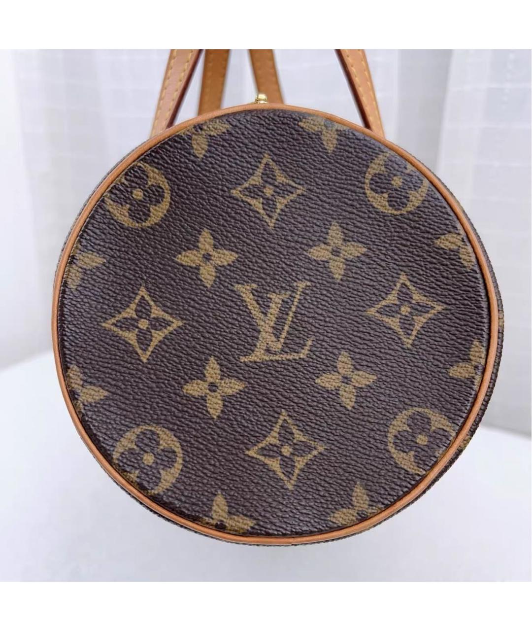 LOUIS VUITTON Коричневая кожаная сумка с короткими ручками, фото 5
