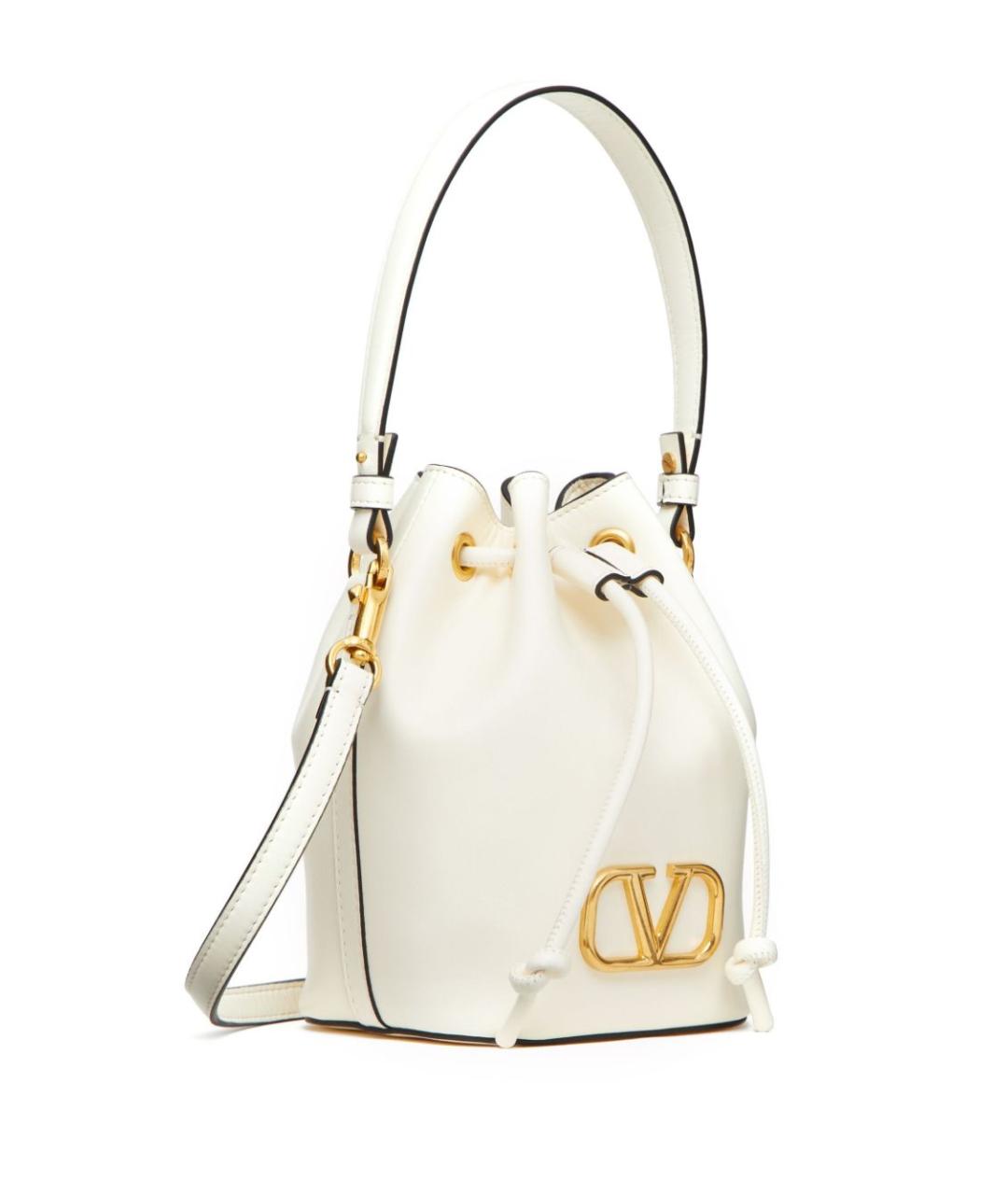 VALENTINO Белая кожаная сумка с короткими ручками, фото 5
