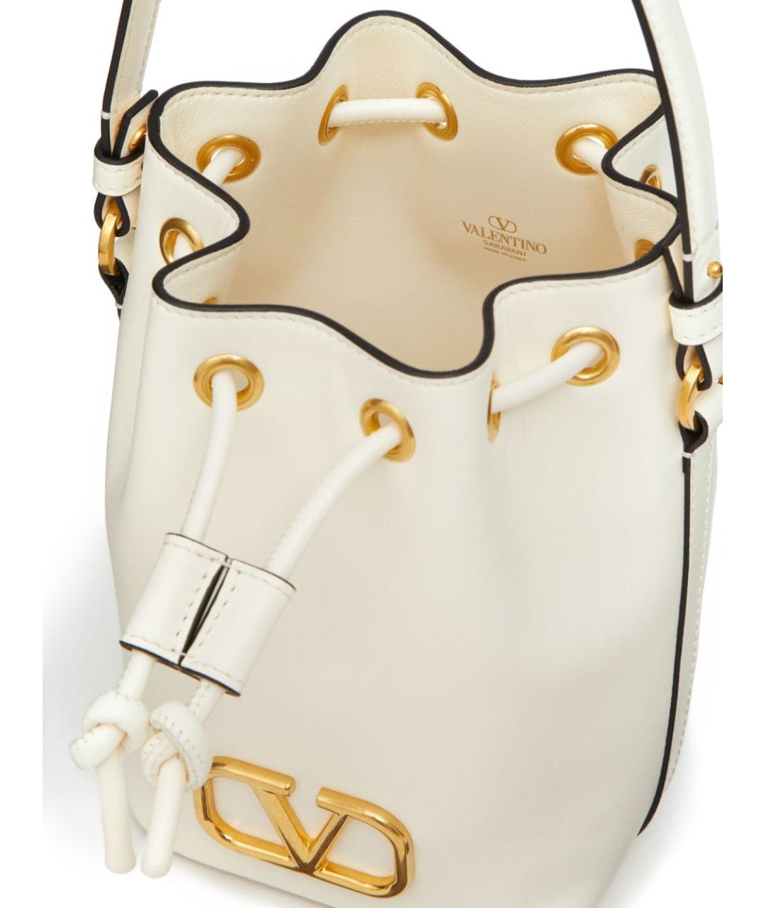 VALENTINO Белая кожаная сумка с короткими ручками, фото 7