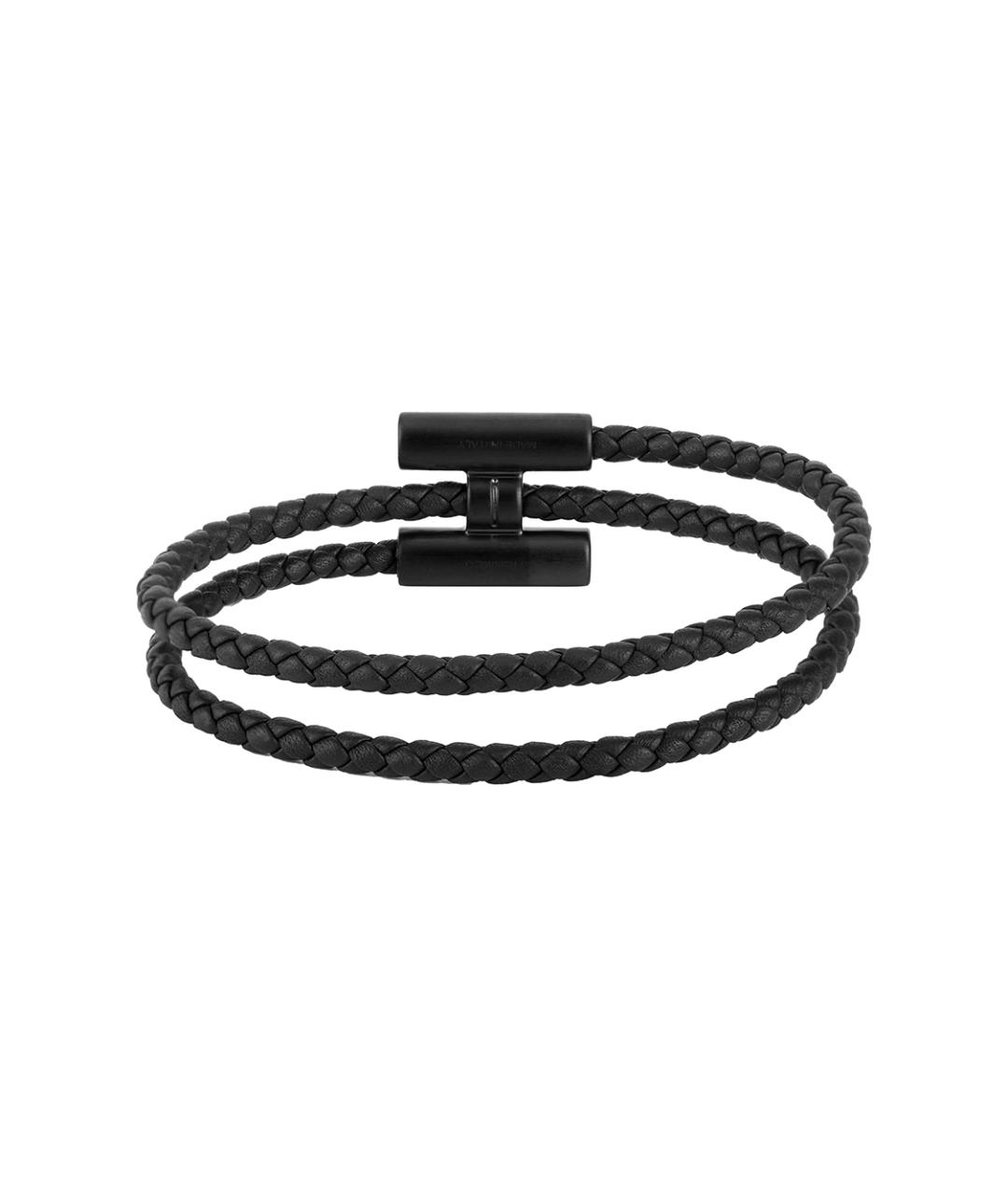 HERMES Черный кожаный браслет, фото 3