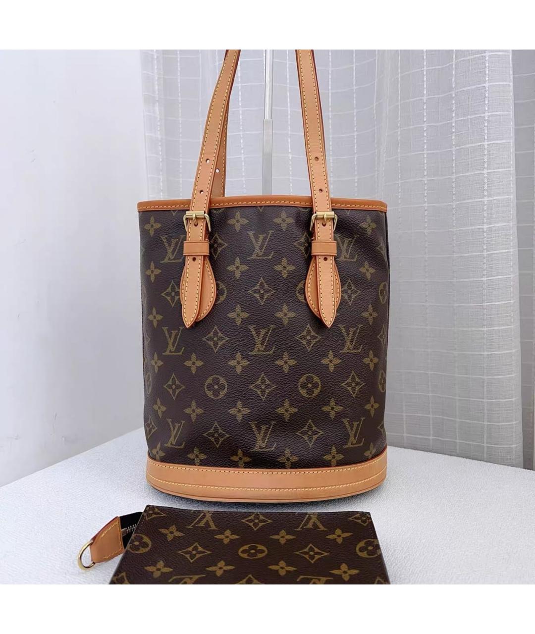 LOUIS VUITTON Коричневая кожаная сумка с короткими ручками, фото 2