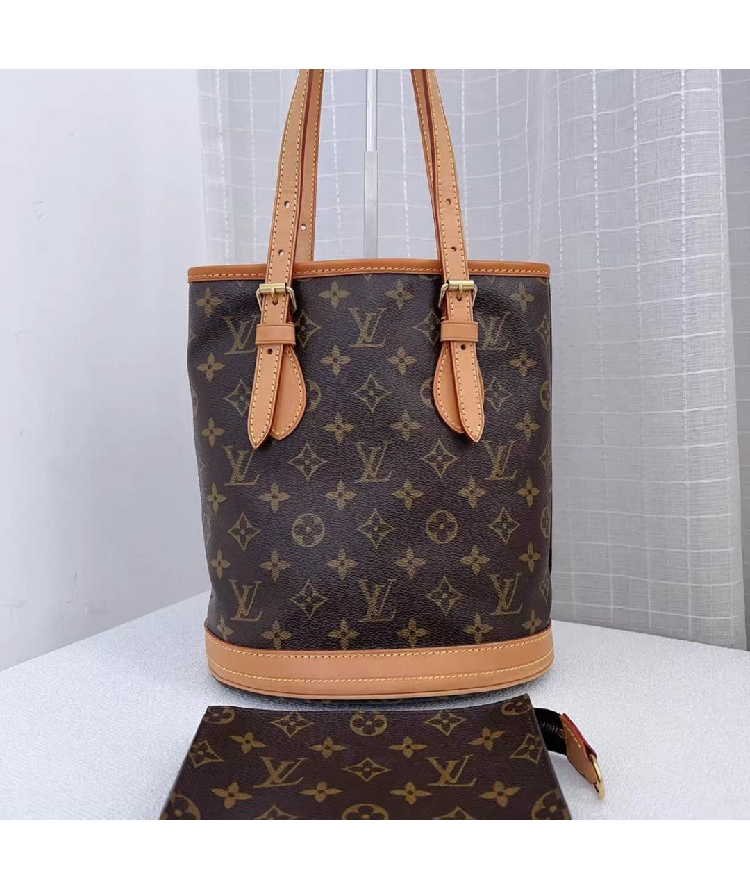 LOUIS VUITTON Коричневая кожаная сумка с короткими ручками, фото 8