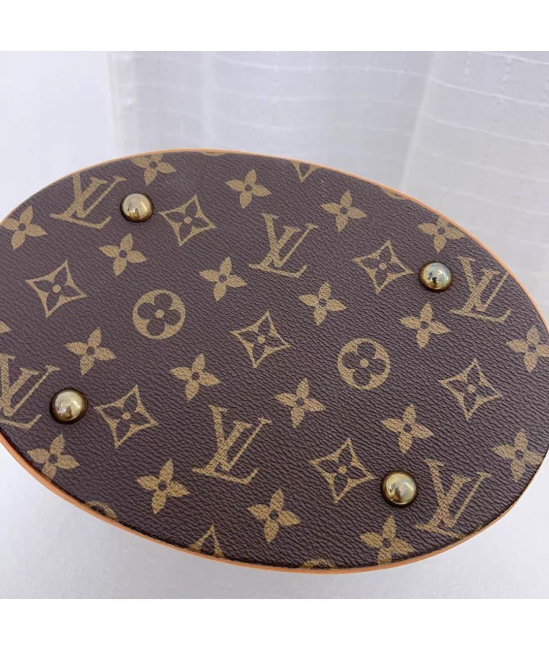 LOUIS VUITTON Коричневая кожаная сумка с короткими ручками, фото 5