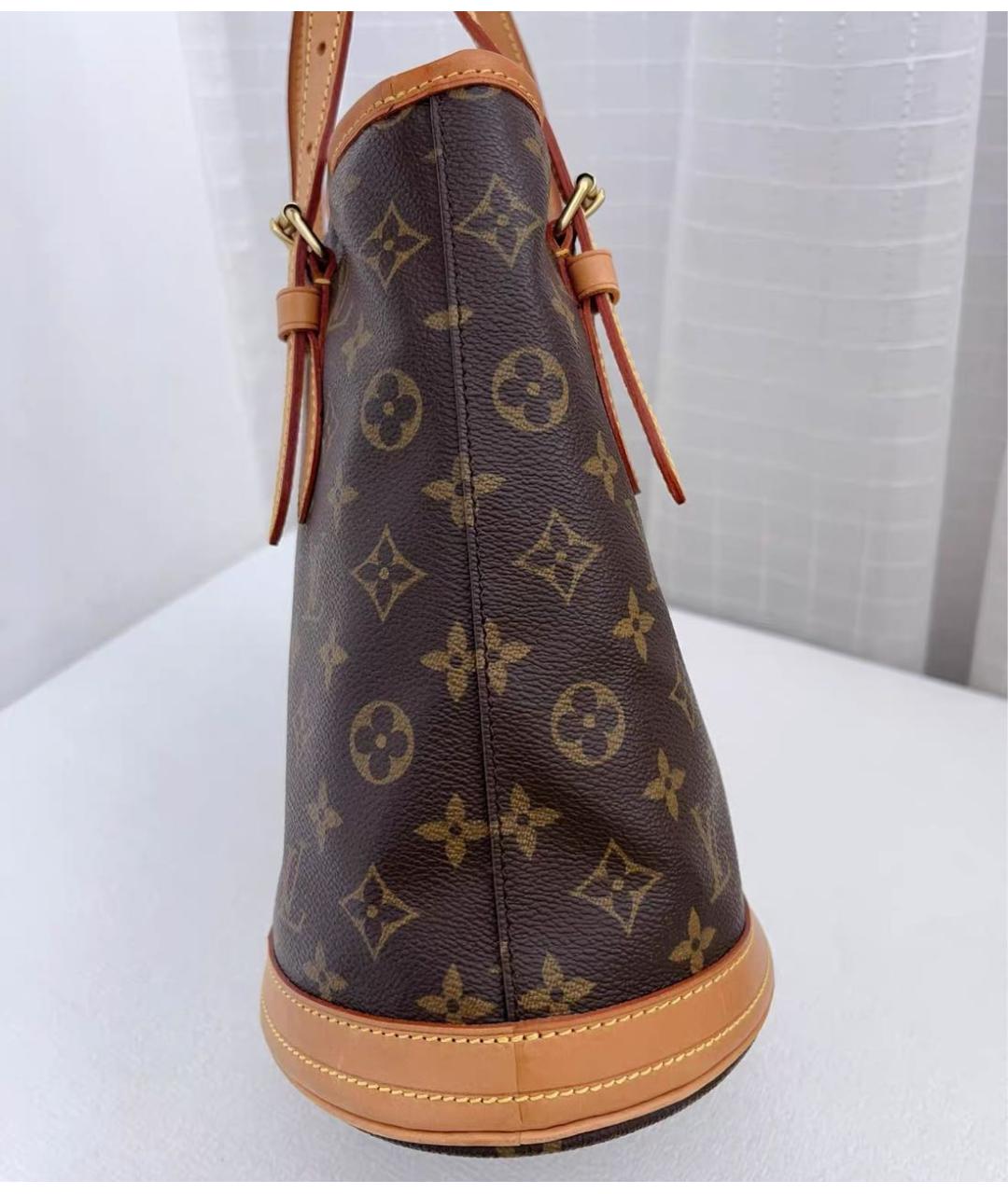 LOUIS VUITTON Коричневая кожаная сумка с короткими ручками, фото 4