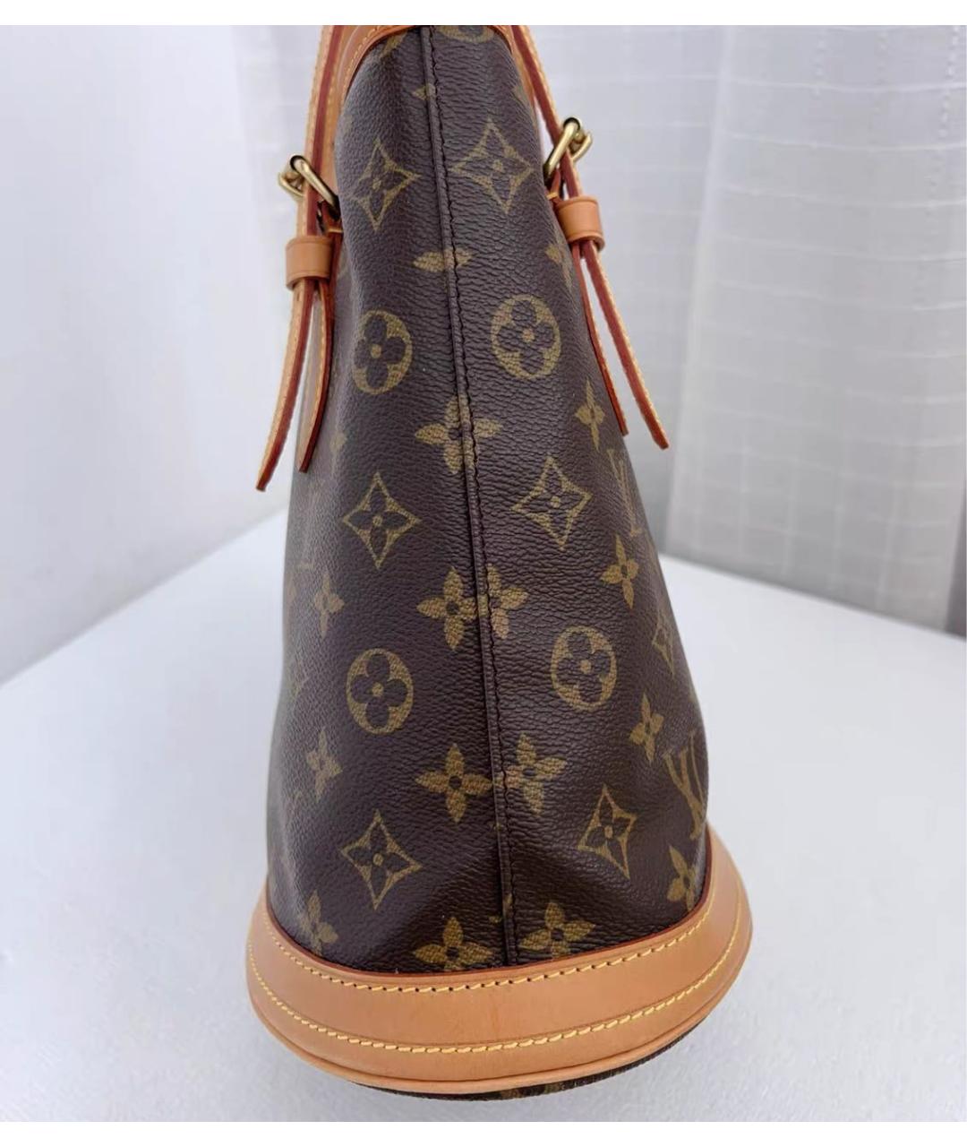 LOUIS VUITTON Коричневая кожаная сумка с короткими ручками, фото 3