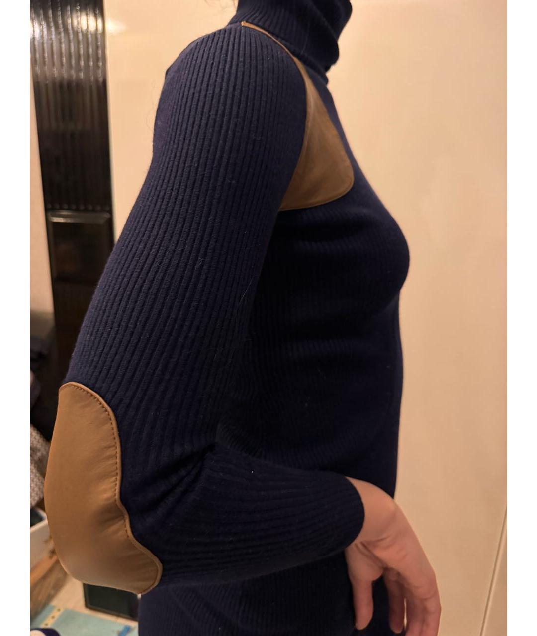 RALPH LAUREN Темно-синее шерстяное повседневное платье, фото 4