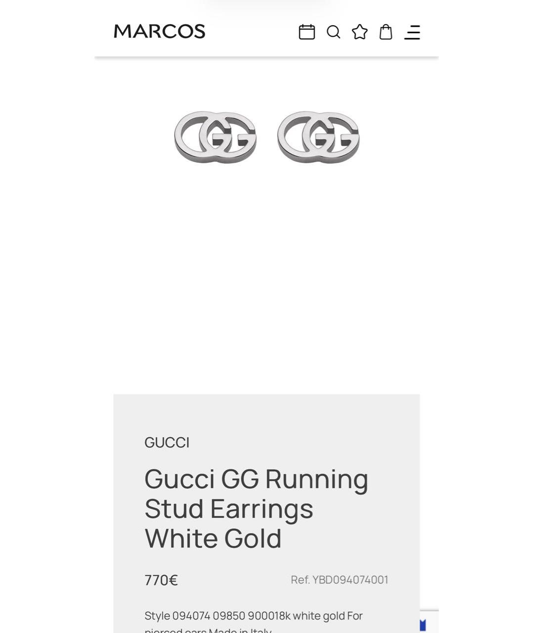 GUCCI Серые серьги из белого золота, фото 9