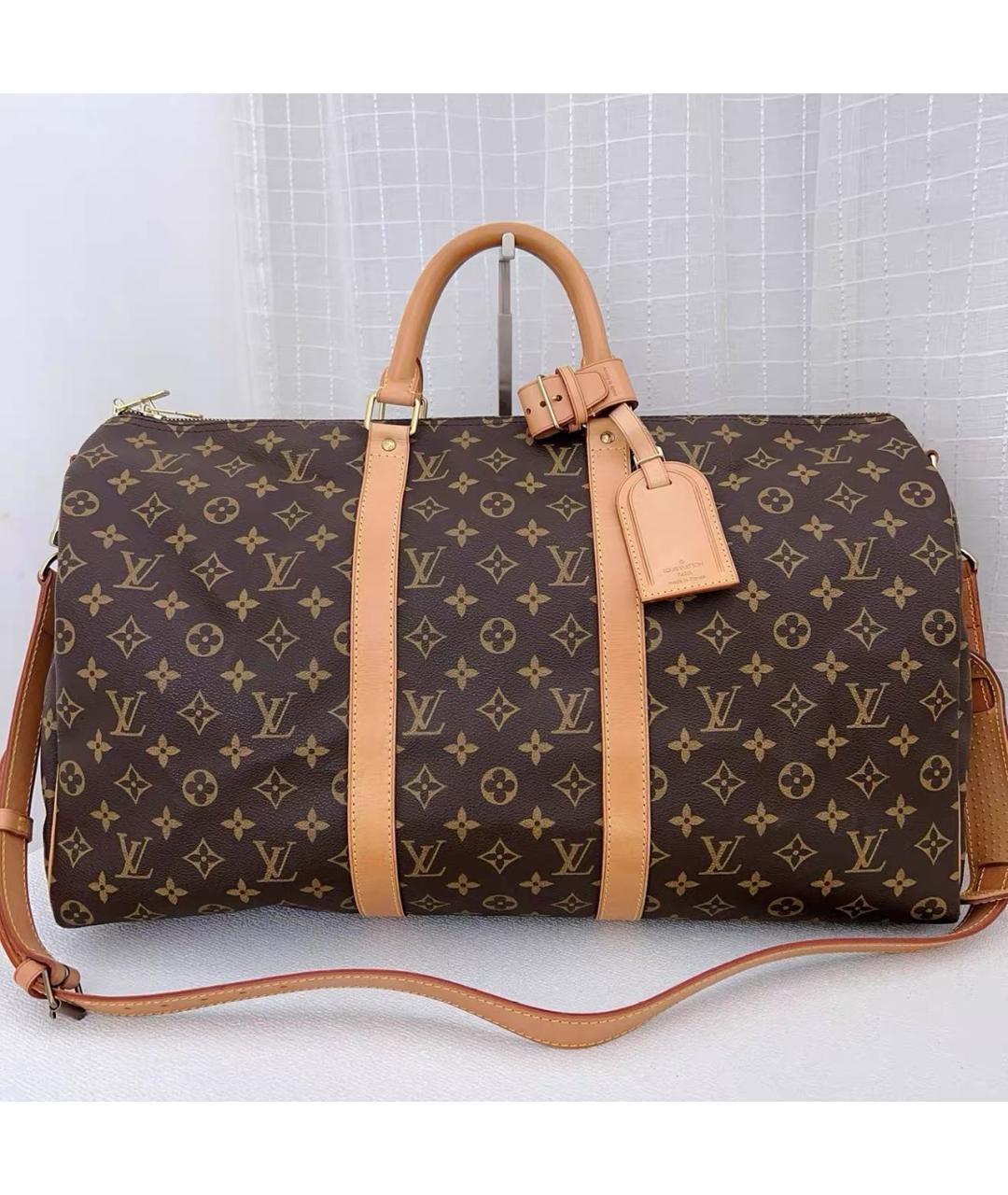 LOUIS VUITTON Коричневая кожаная дорожная/спортивная сумка, фото 8