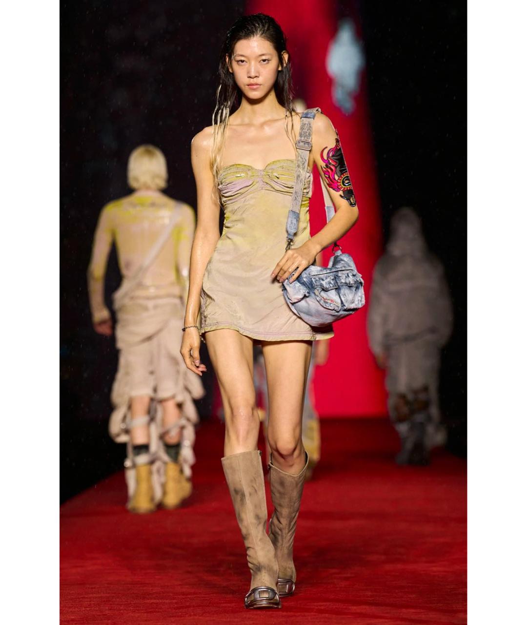 DIESEL Зеленый полиамидовый сарафан, фото 5