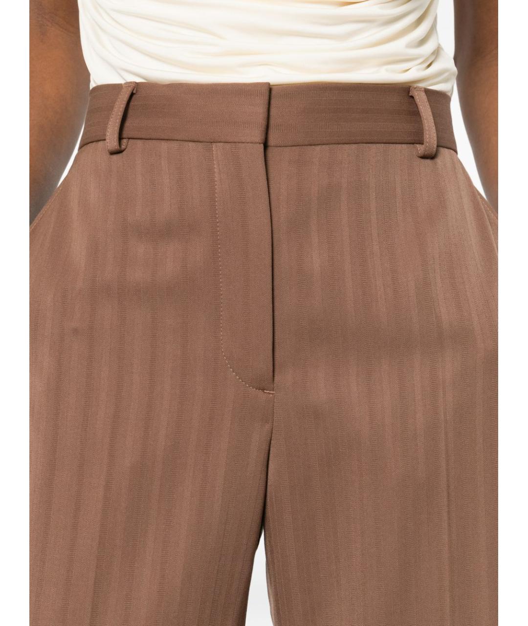 STELLA MCCARTNEY Коричневые шерстяные прямые брюки, фото 4