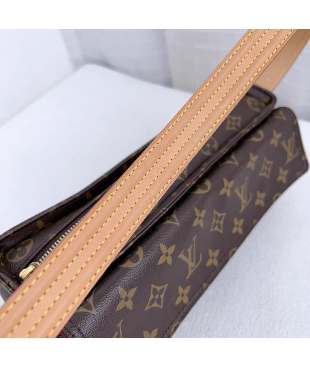 LOUIS VUITTON Коричневая кожаная сумка с короткими ручками, фото 5