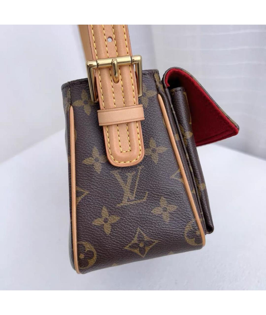 LOUIS VUITTON Коричневая кожаная сумка с короткими ручками, фото 4