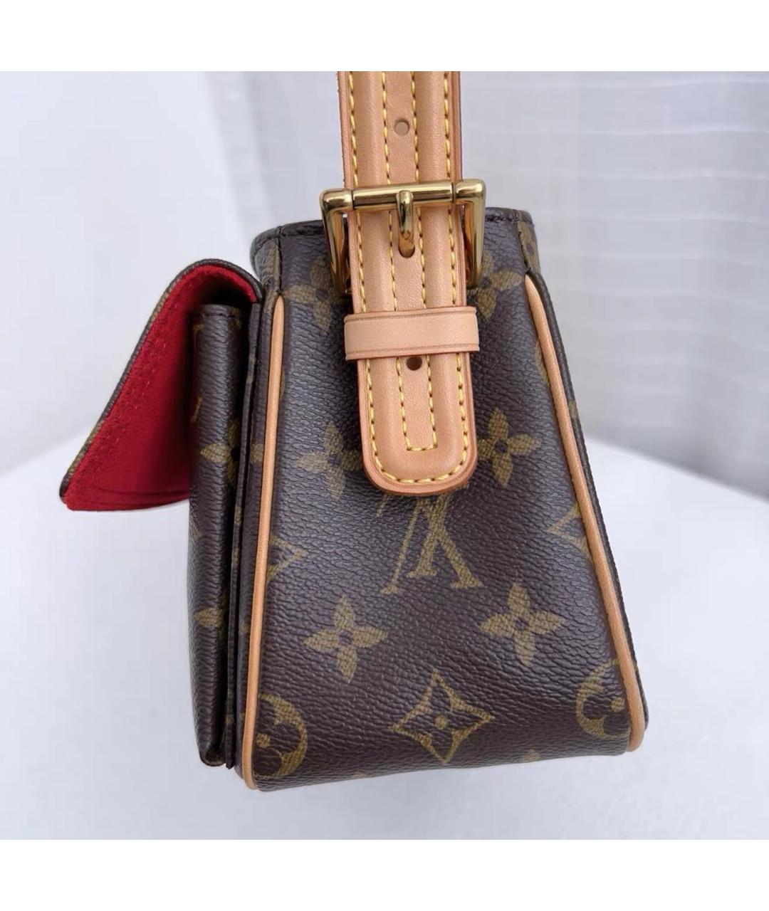 LOUIS VUITTON Коричневая кожаная сумка с короткими ручками, фото 3