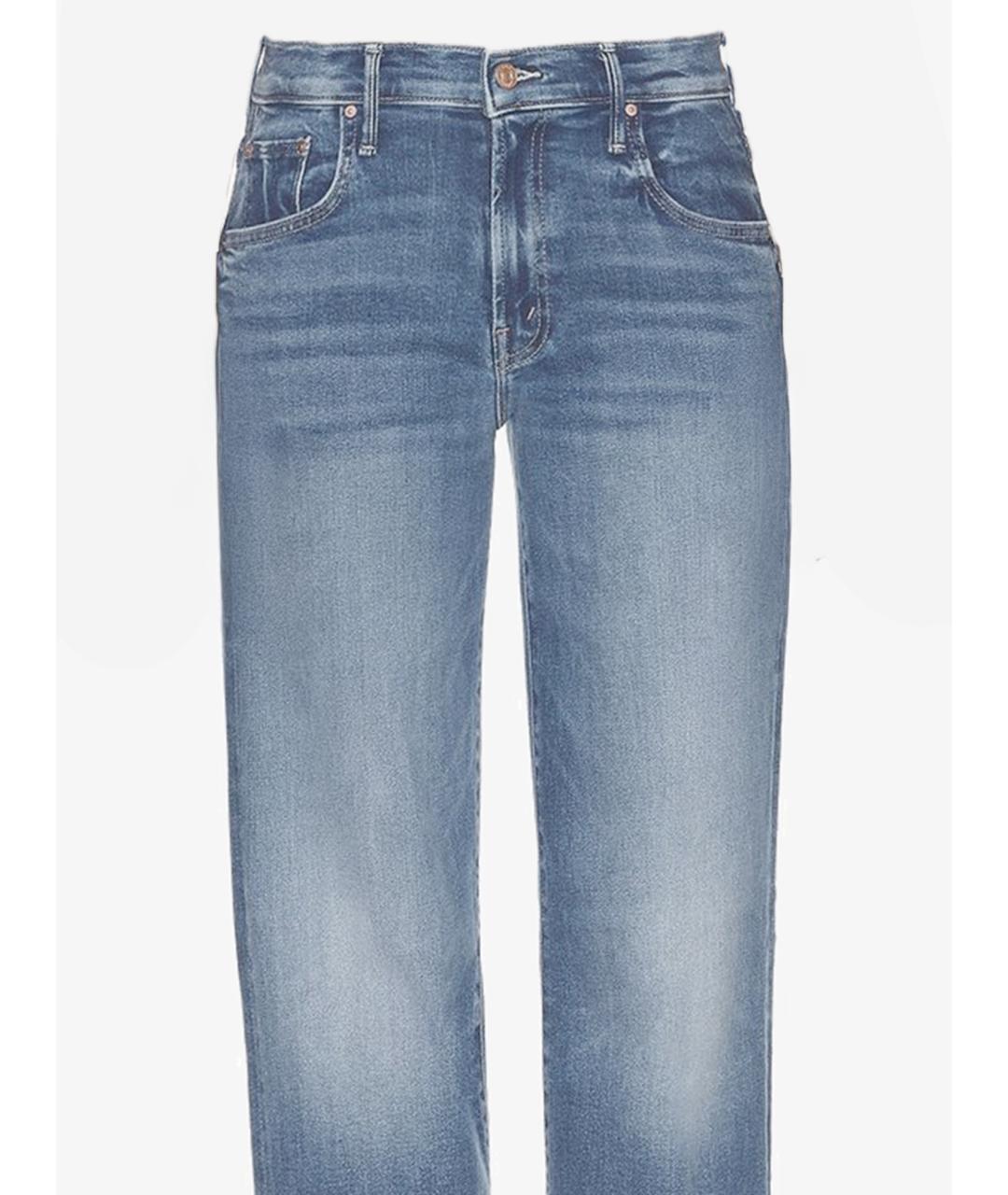 MOTHER Синие хлопковые прямые джинсы, фото 3