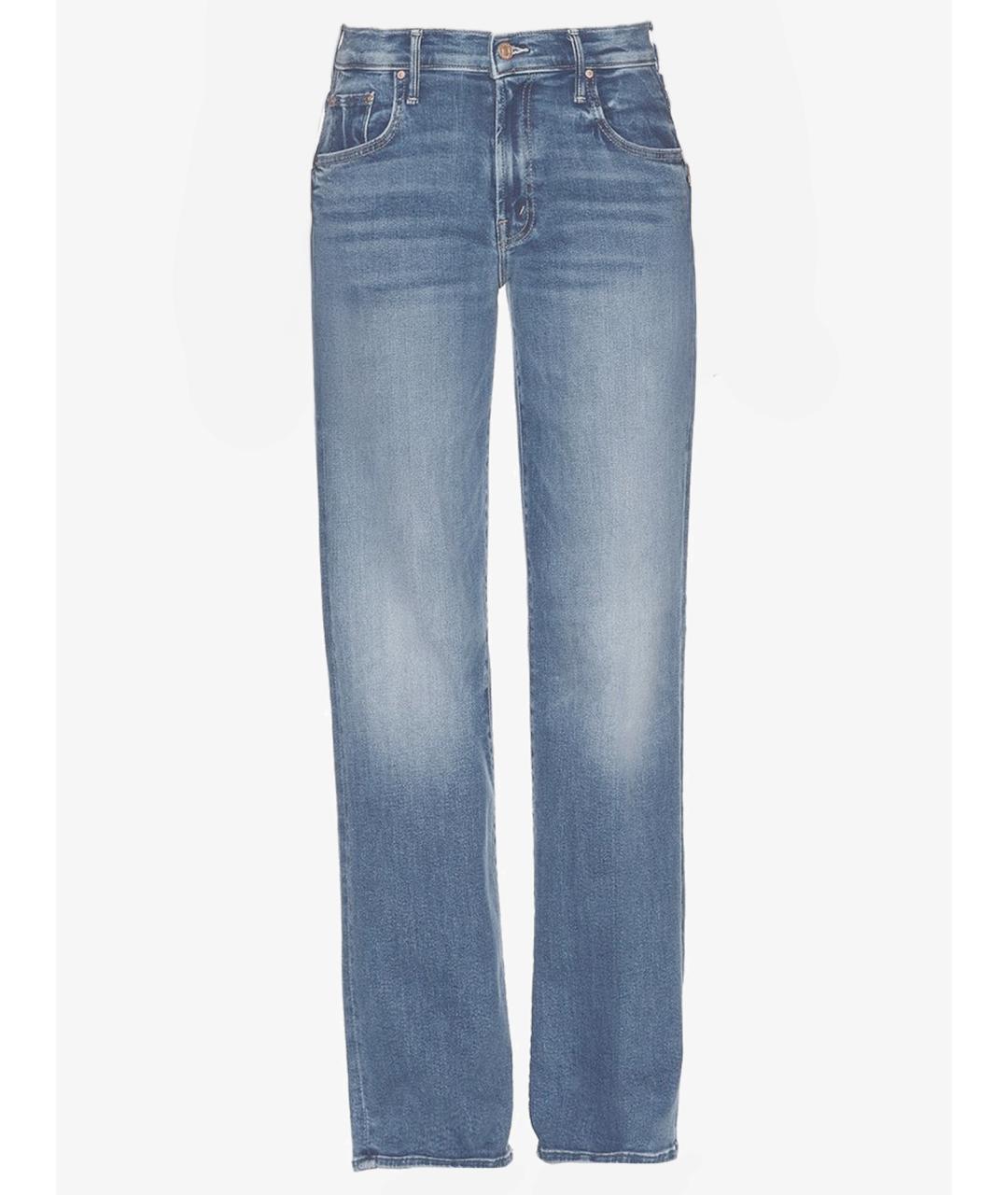 MOTHER Синие хлопковые прямые джинсы, фото 4