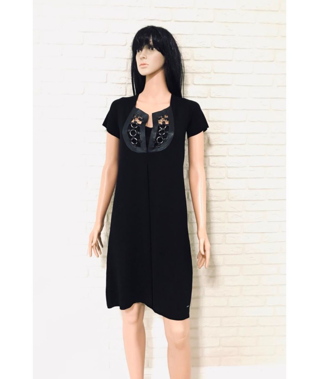 TWIN-SET Черное вискозное повседневное платье, фото 2