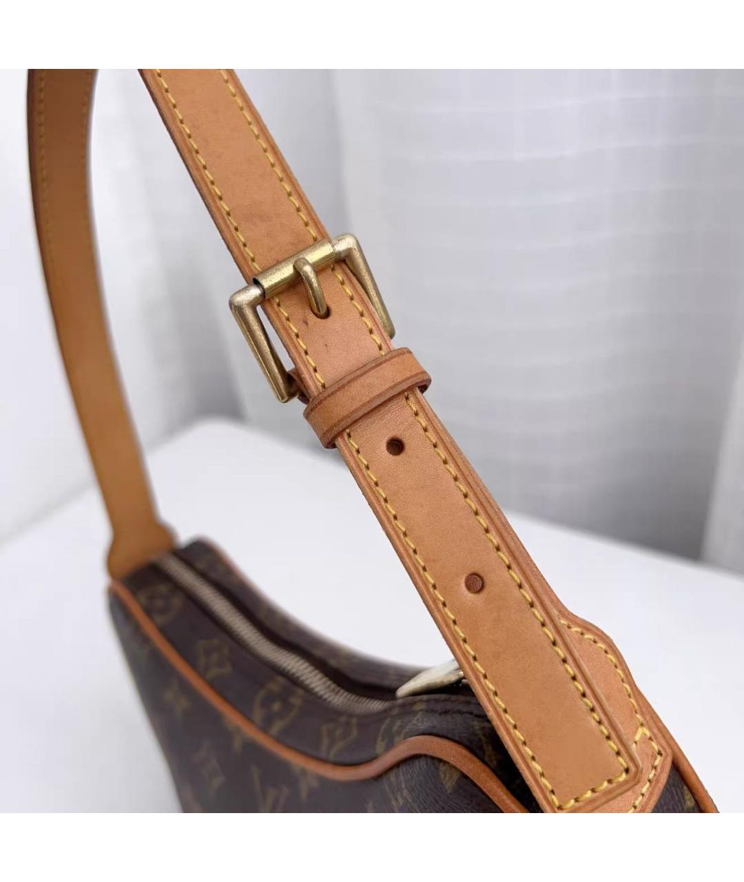 LOUIS VUITTON Коричневая кожаная сумка с короткими ручками, фото 5