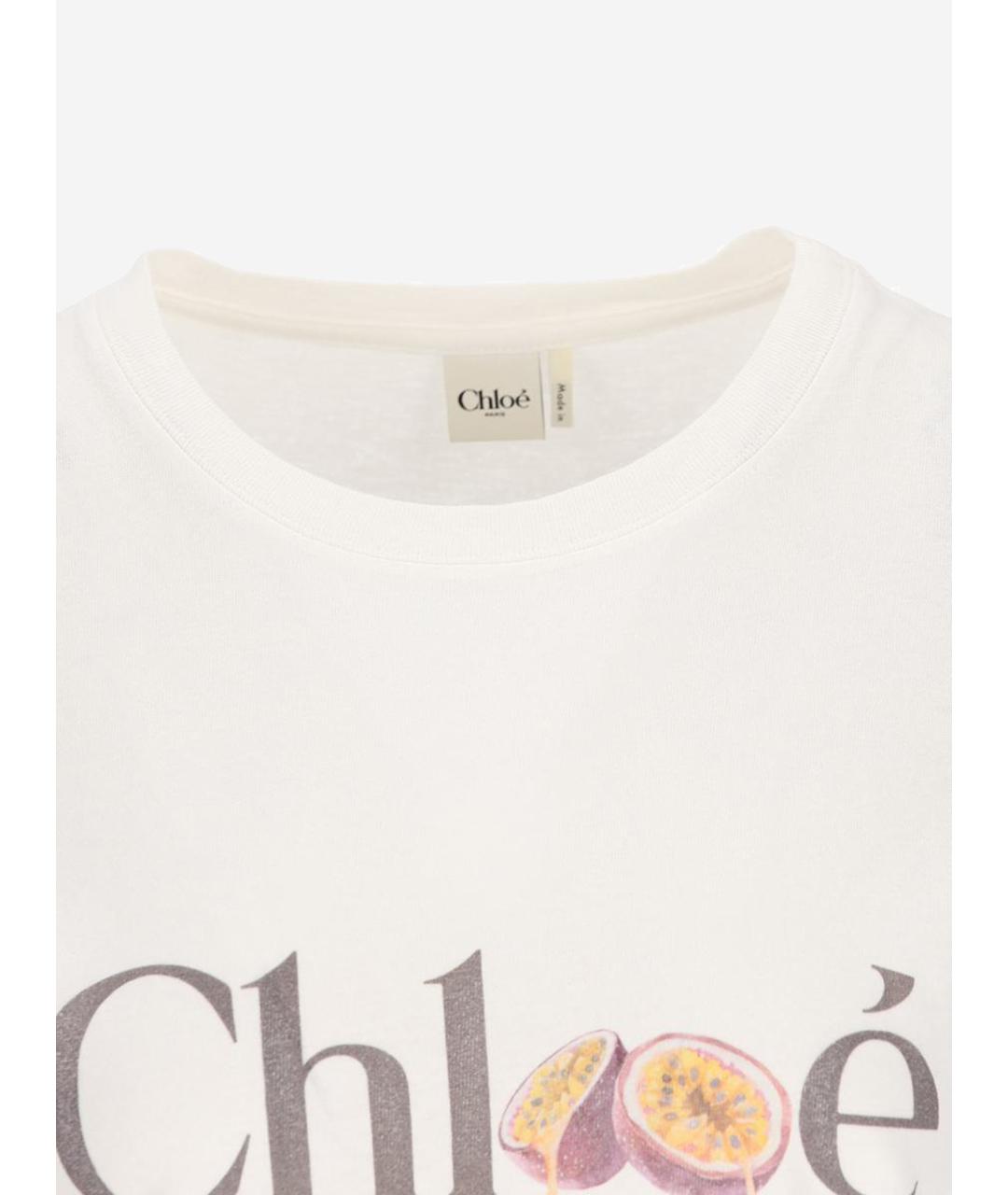 CHLOE Белая хлопковая футболка, фото 3