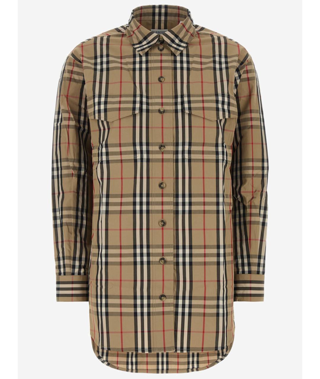 BURBERRY Бежевая хлопковая рубашка, фото 4