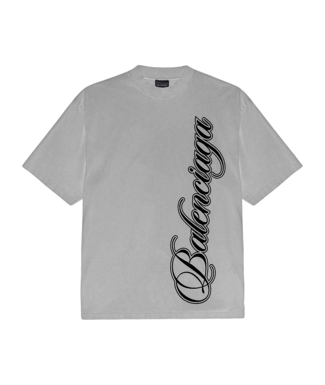 BALENCIAGA Серая хлопковая футболка, фото 1