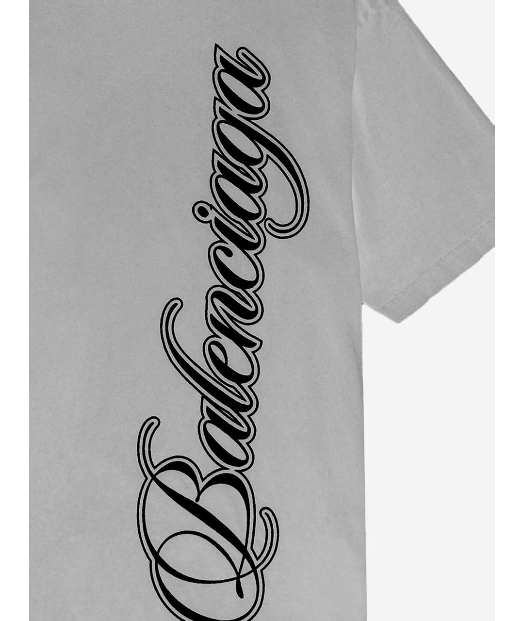 BALENCIAGA Серая хлопковая футболка, фото 3