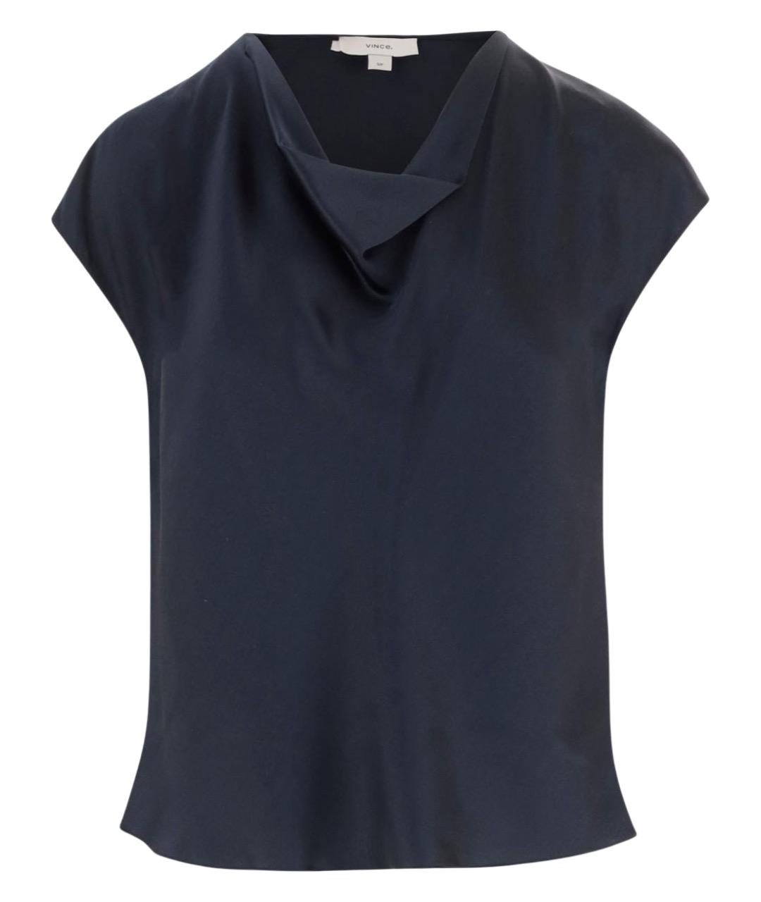 VINCE Черная шелковая футболка, фото 1