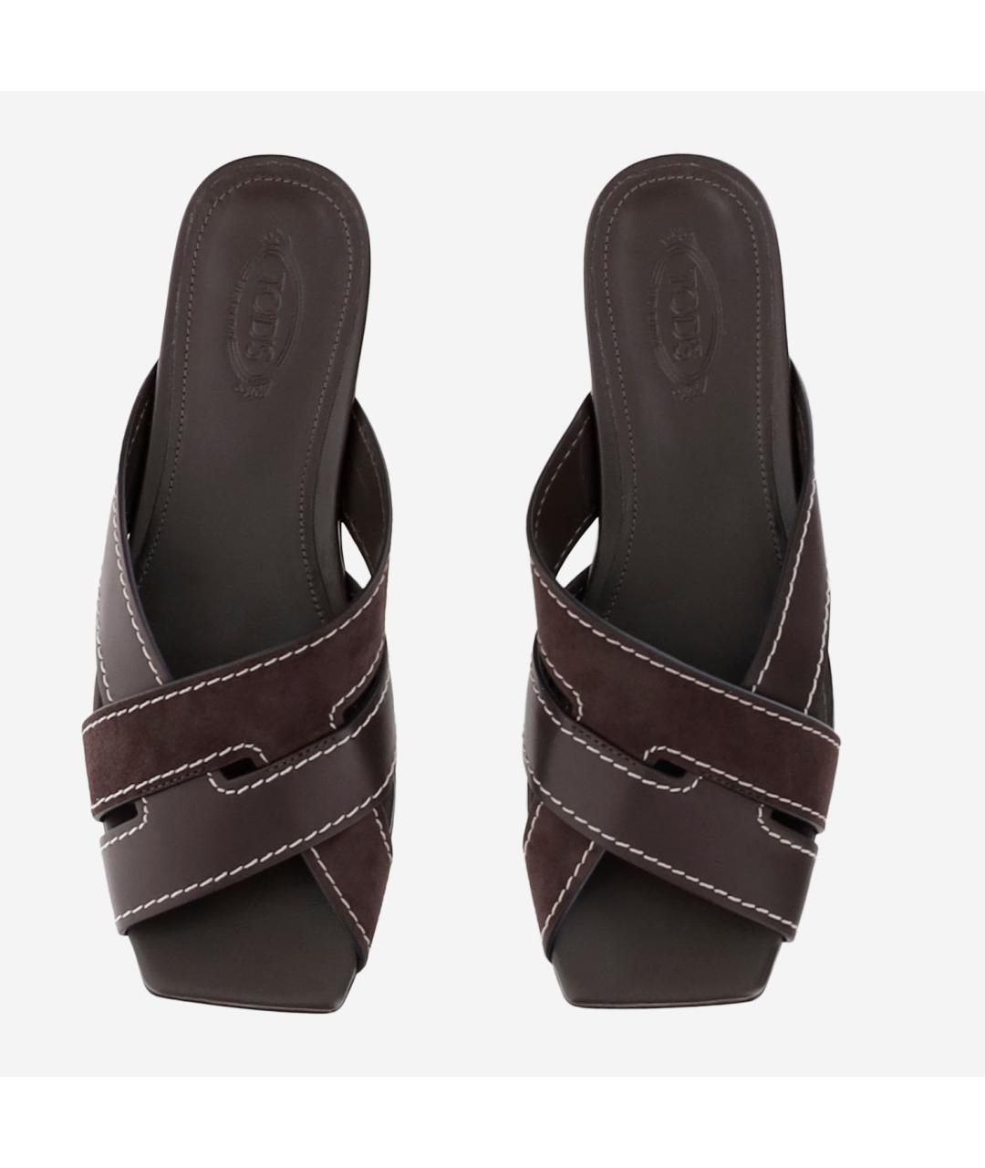 TOD'S Коричневые кожаные сандалии, фото 2