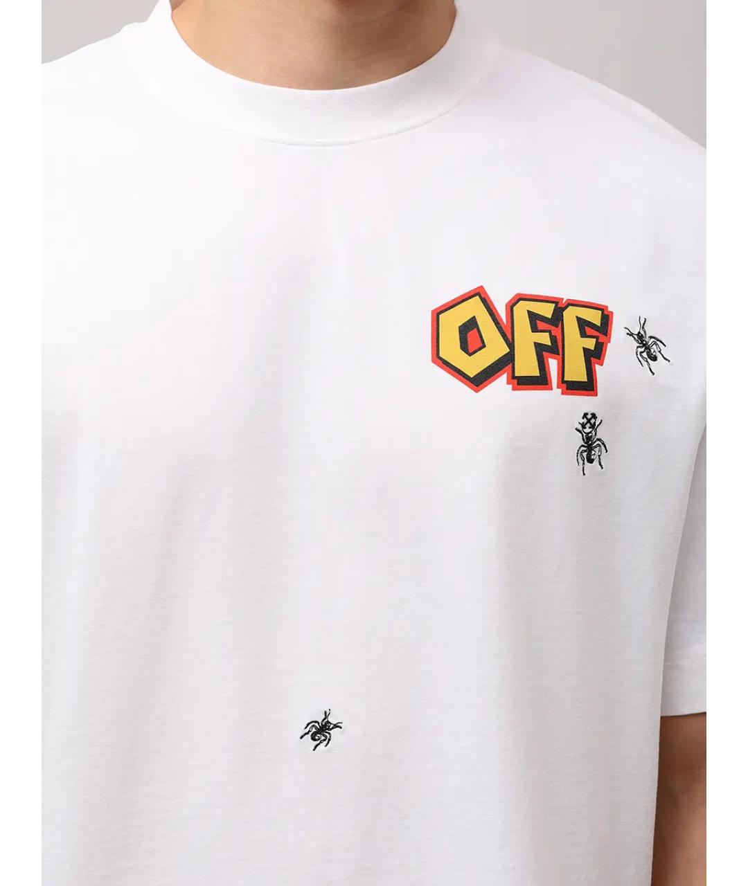 OFF-WHITE Белая хлопковая футболка, фото 4