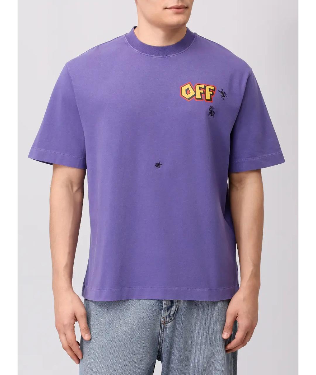 OFF-WHITE Фиолетовая хлопковая футболка, фото 4