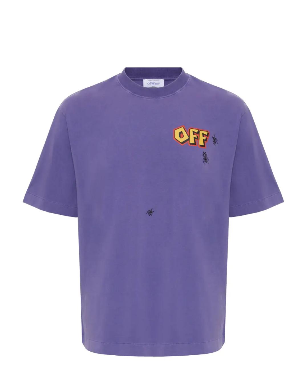 OFF-WHITE Фиолетовая хлопковая футболка, фото 1