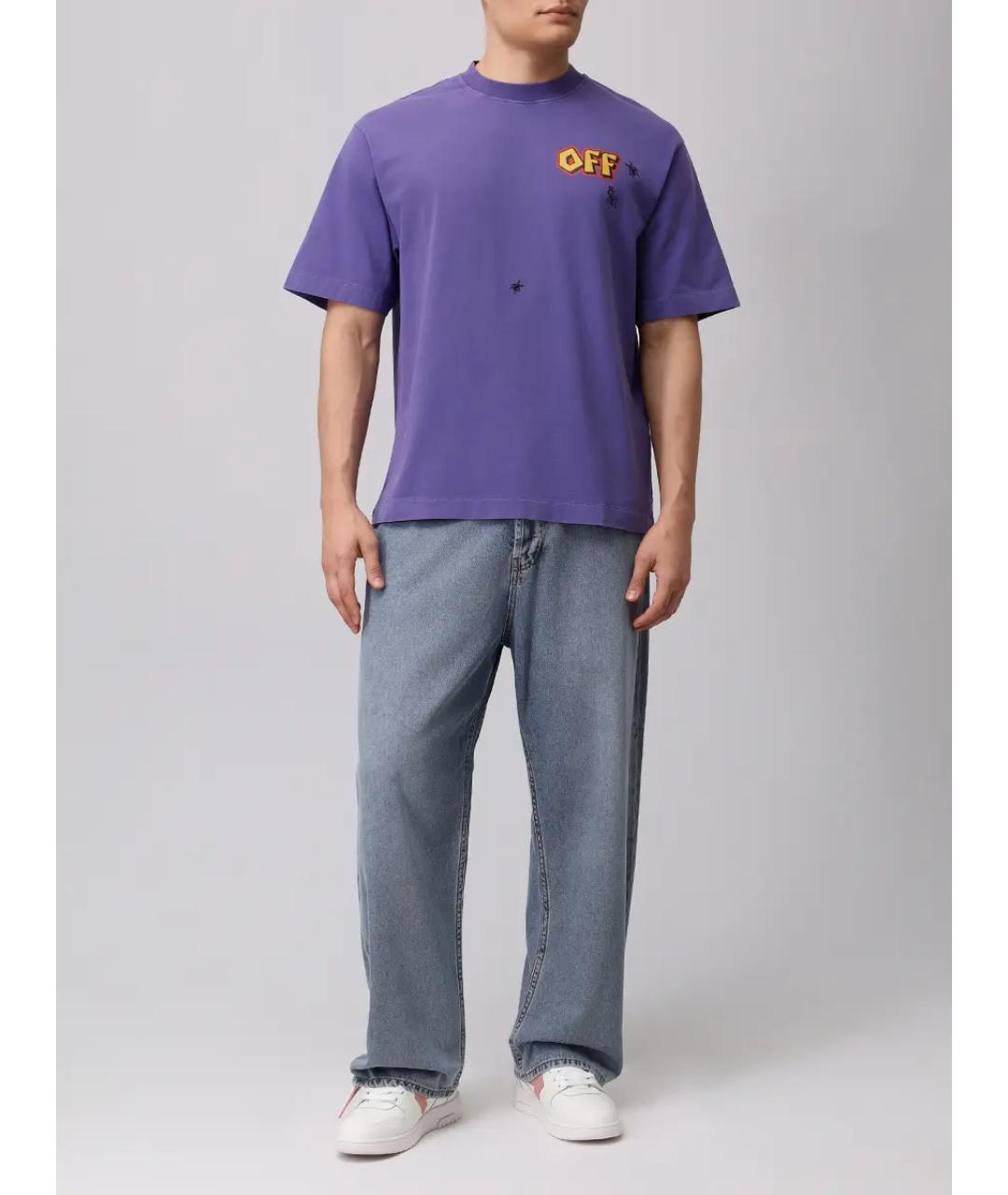 OFF-WHITE Фиолетовая хлопковая футболка, фото 2