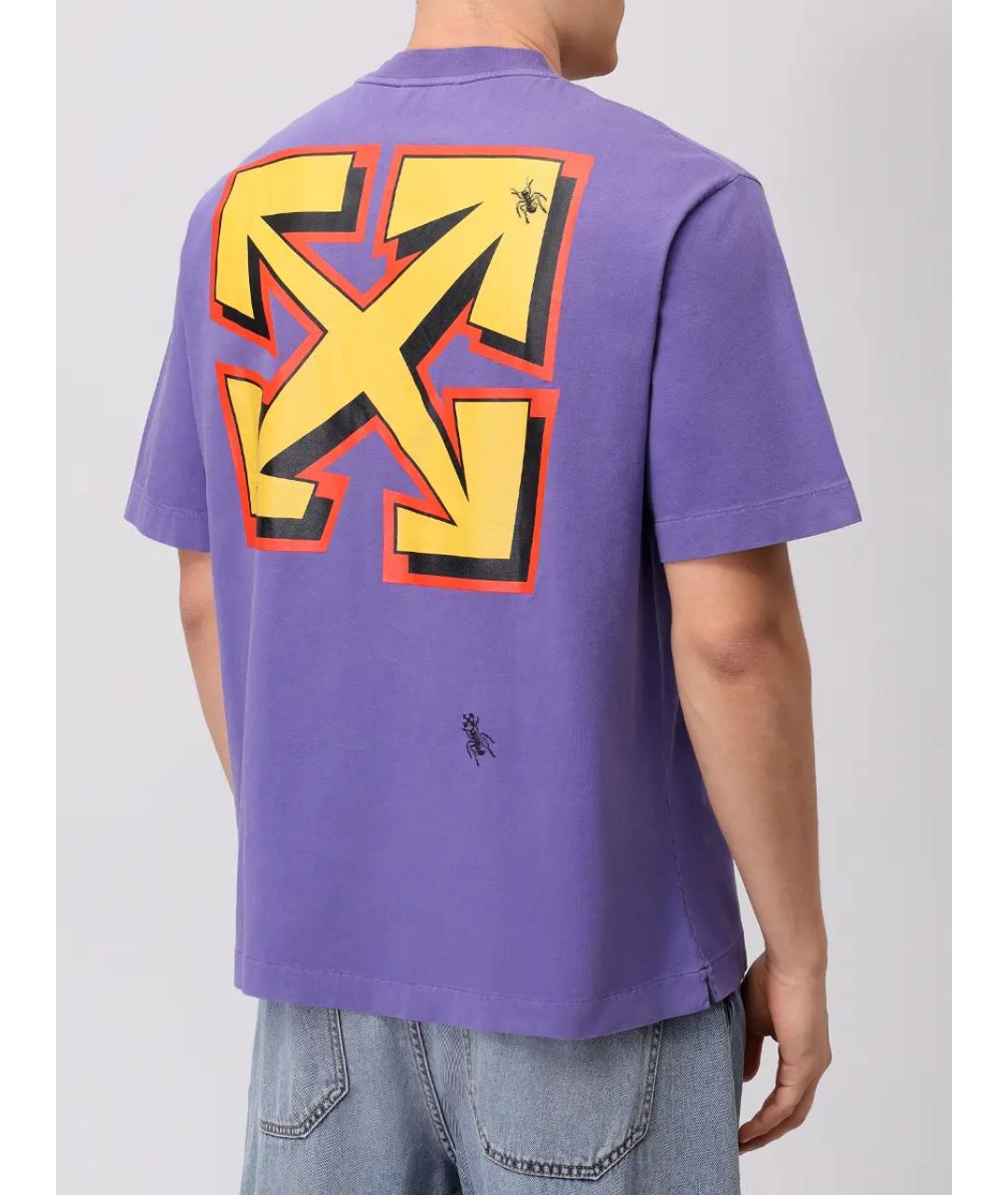 OFF-WHITE Фиолетовая хлопковая футболка, фото 3