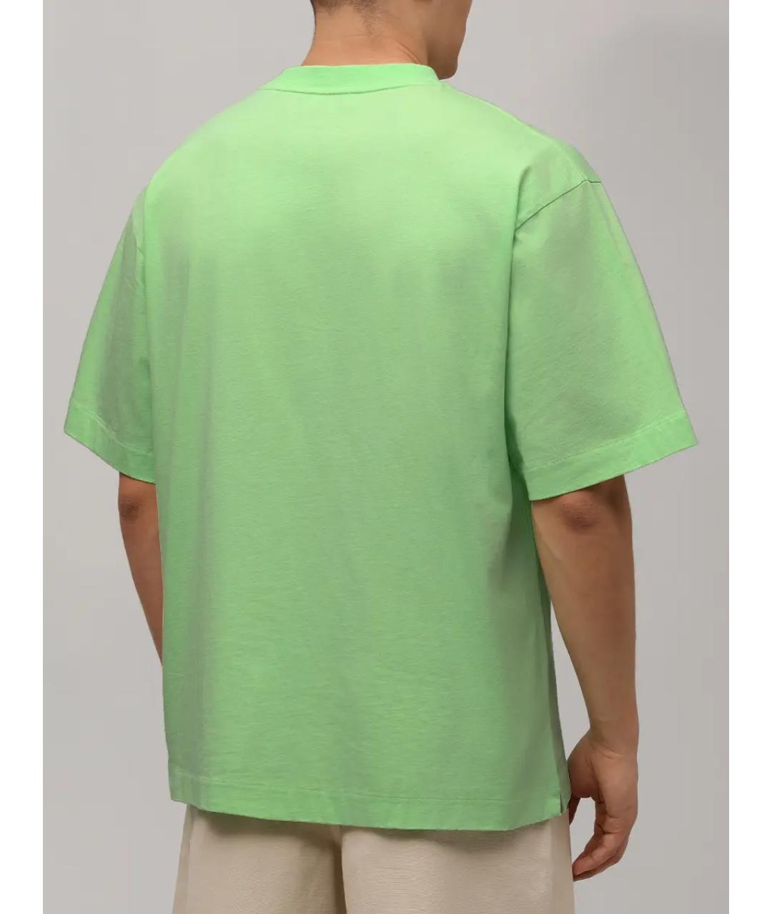 OFF-WHITE Зеленая хлопковая футболка, фото 3