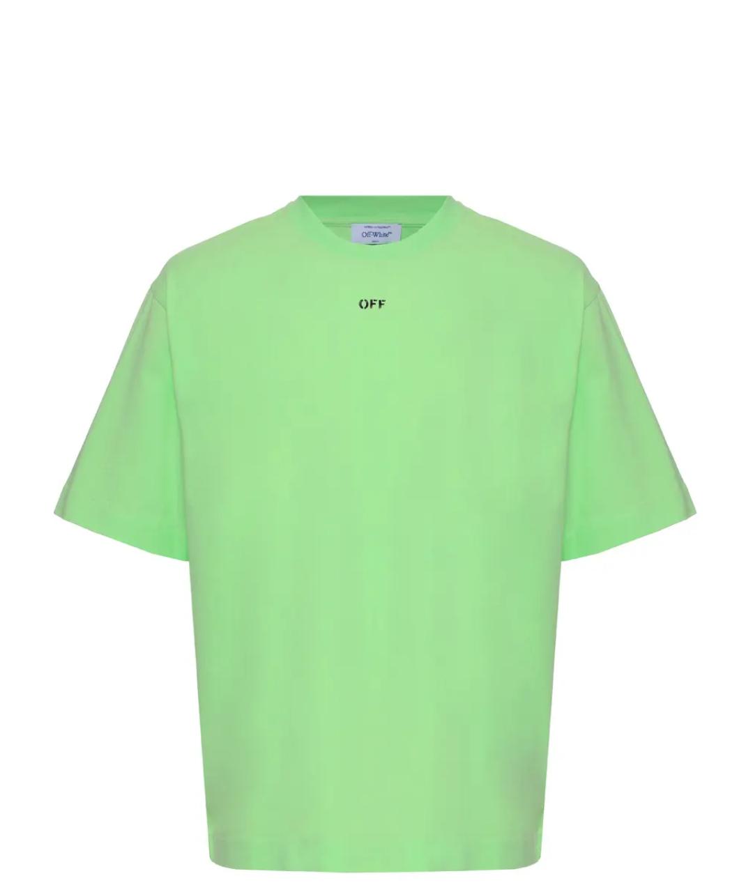 OFF-WHITE Зеленая хлопковая футболка, фото 1