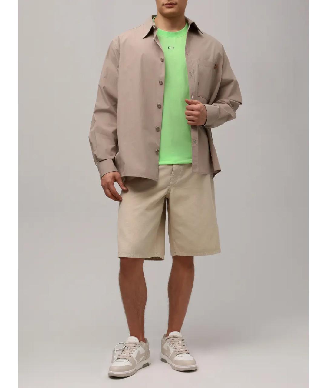 OFF-WHITE Зеленая хлопковая футболка, фото 2