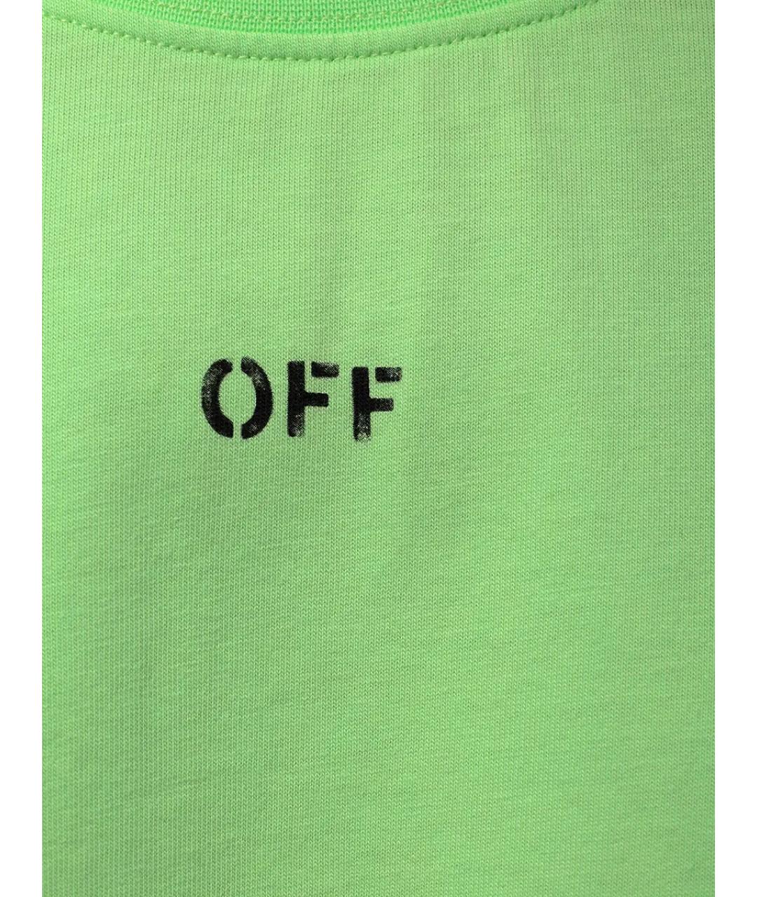 OFF-WHITE Зеленая хлопковая футболка, фото 6
