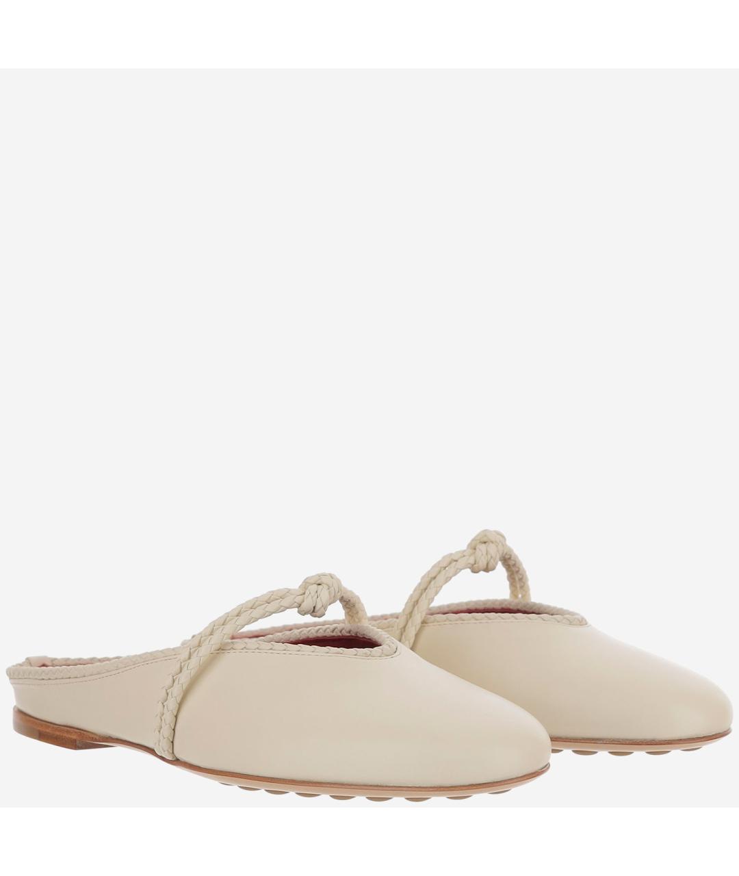 BOTTEGA VENETA Белые кожаные мюли, фото 3