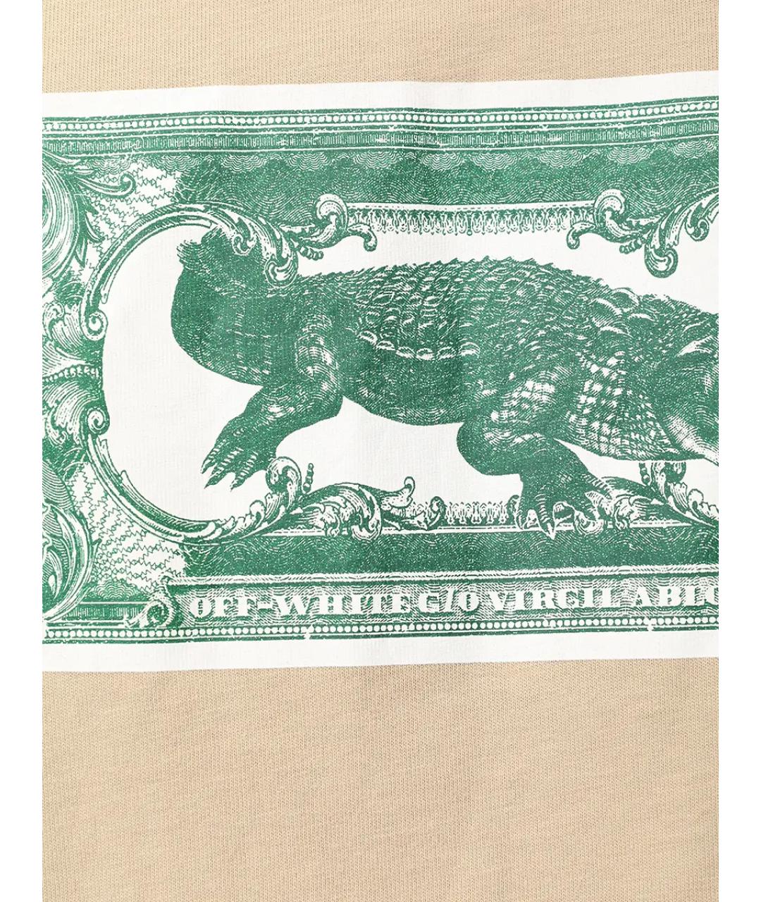 OFF-WHITE Бежевая хлопковая футболка, фото 6